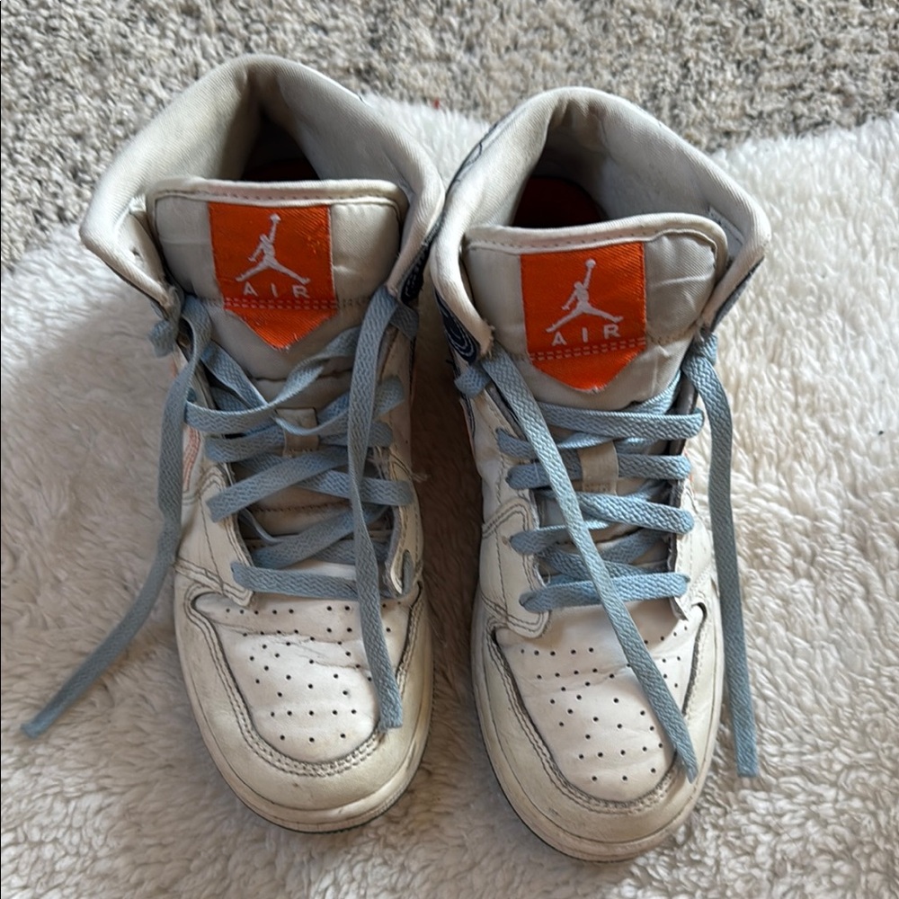 Kids High-Top Sneakers - White and Orange